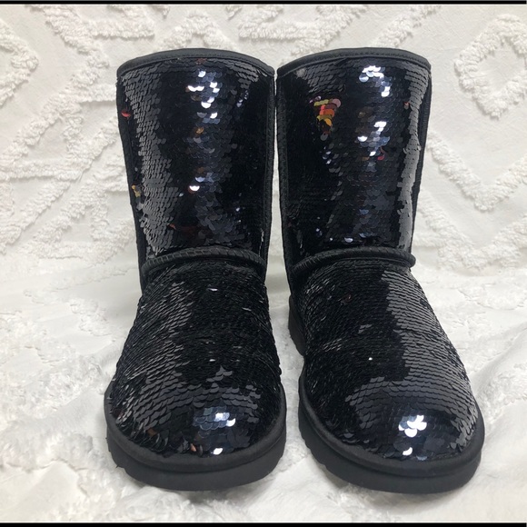 UGG Classic Short Sequin Black Boots - Women's - Picture 2 of 7